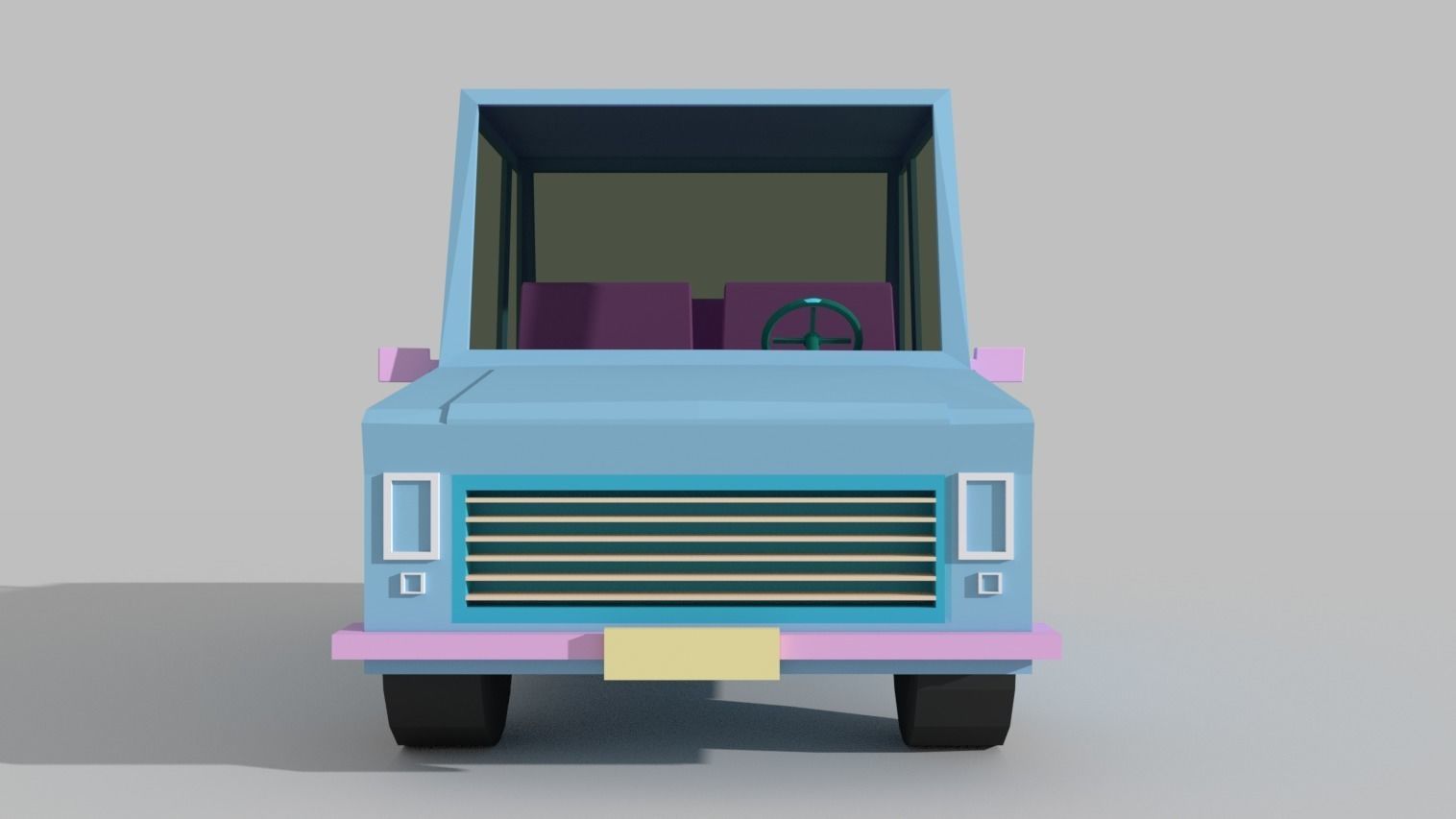 Cartoon Car Low-poly 3D model_1