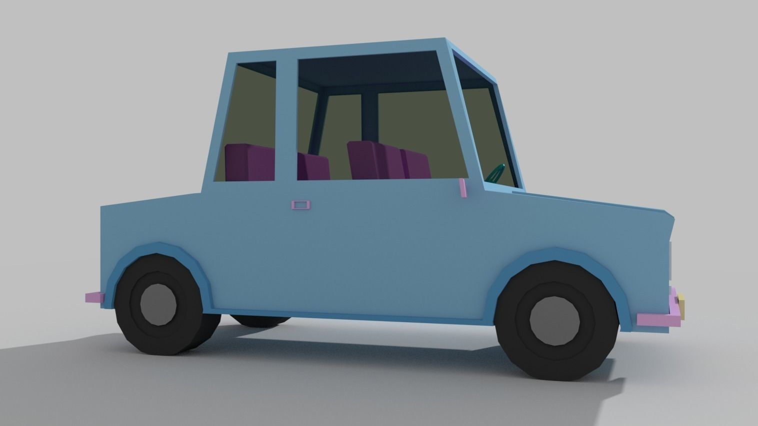 Cartoon Car Low-poly 3D model_2