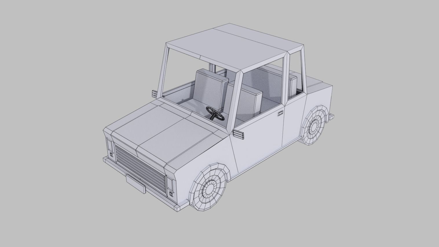 Cartoon Car Low-poly 3D model_5