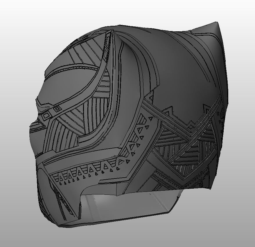 Black panther helmet 3D print model_2