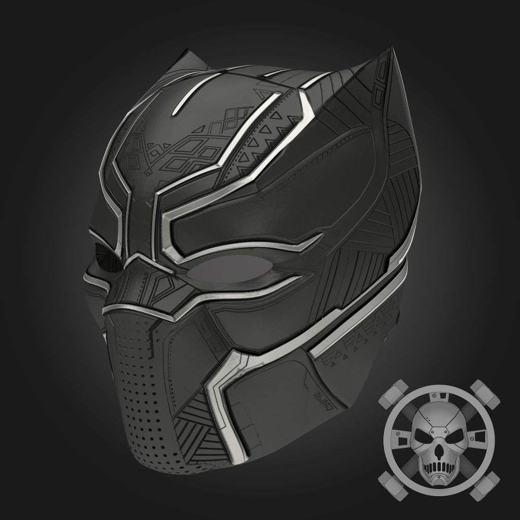 Black panther helmet 3D print model_0