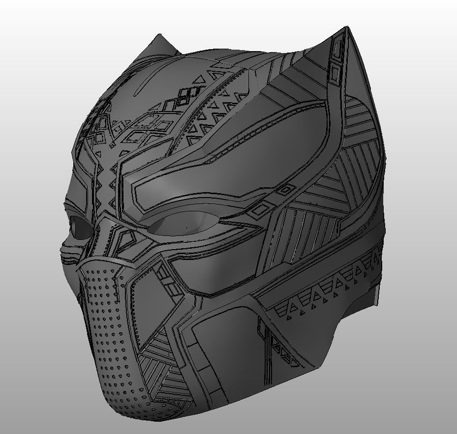 Black panther helmet 3D print model_1