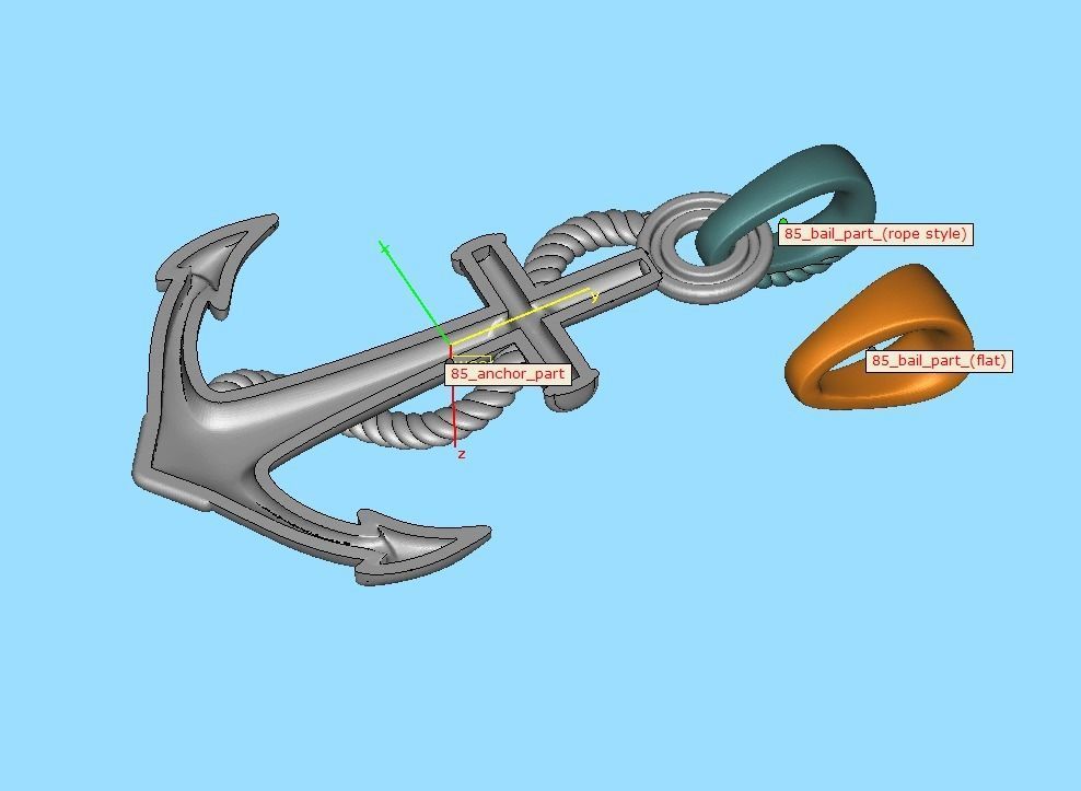 Anchor 39mm Pendant Necklace 3Dmodel 3D print model_13