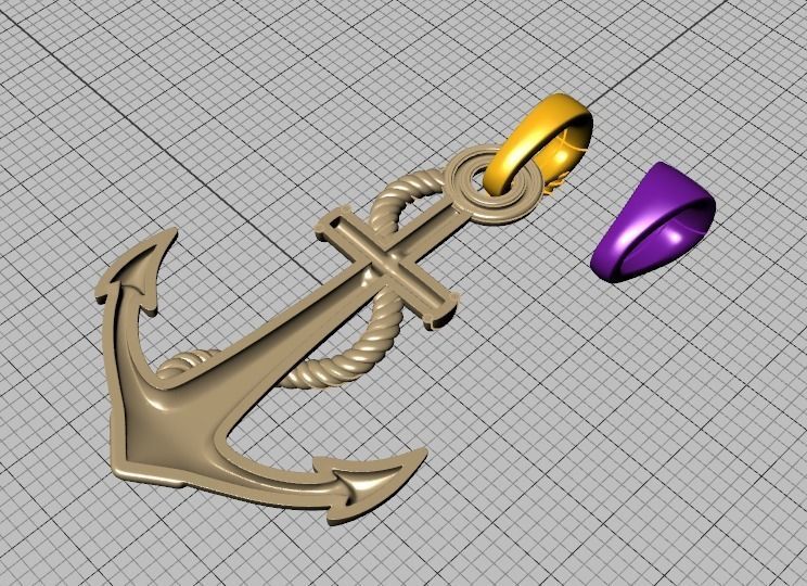 Anchor 39mm Pendant Necklace 3Dmodel 3D print model_10