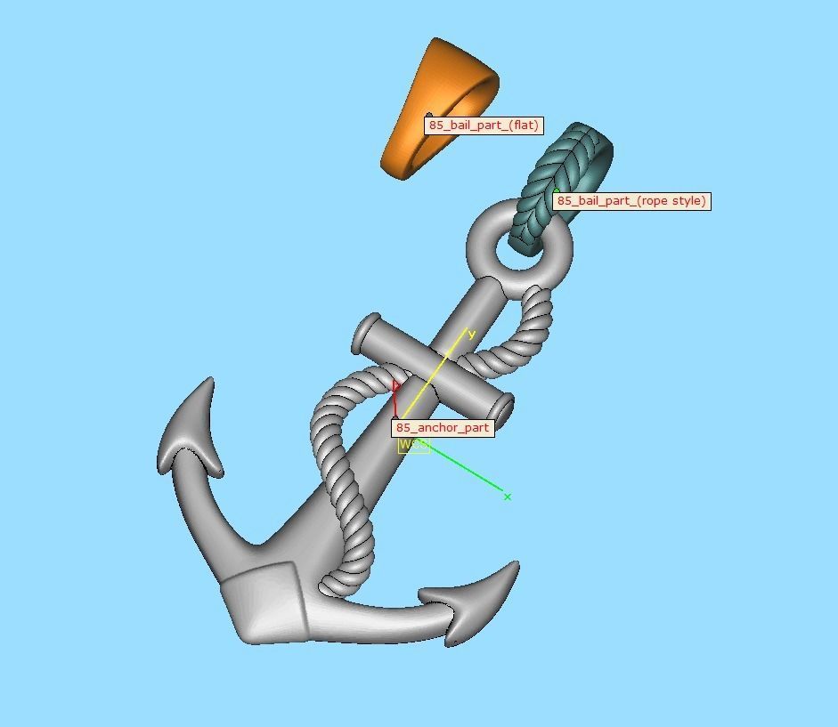 Anchor 39mm Pendant Necklace 3Dmodel 3D print model_12