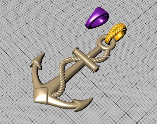 Anchor 39mm Pendant Necklace 3Dmodel 3D print model_15
