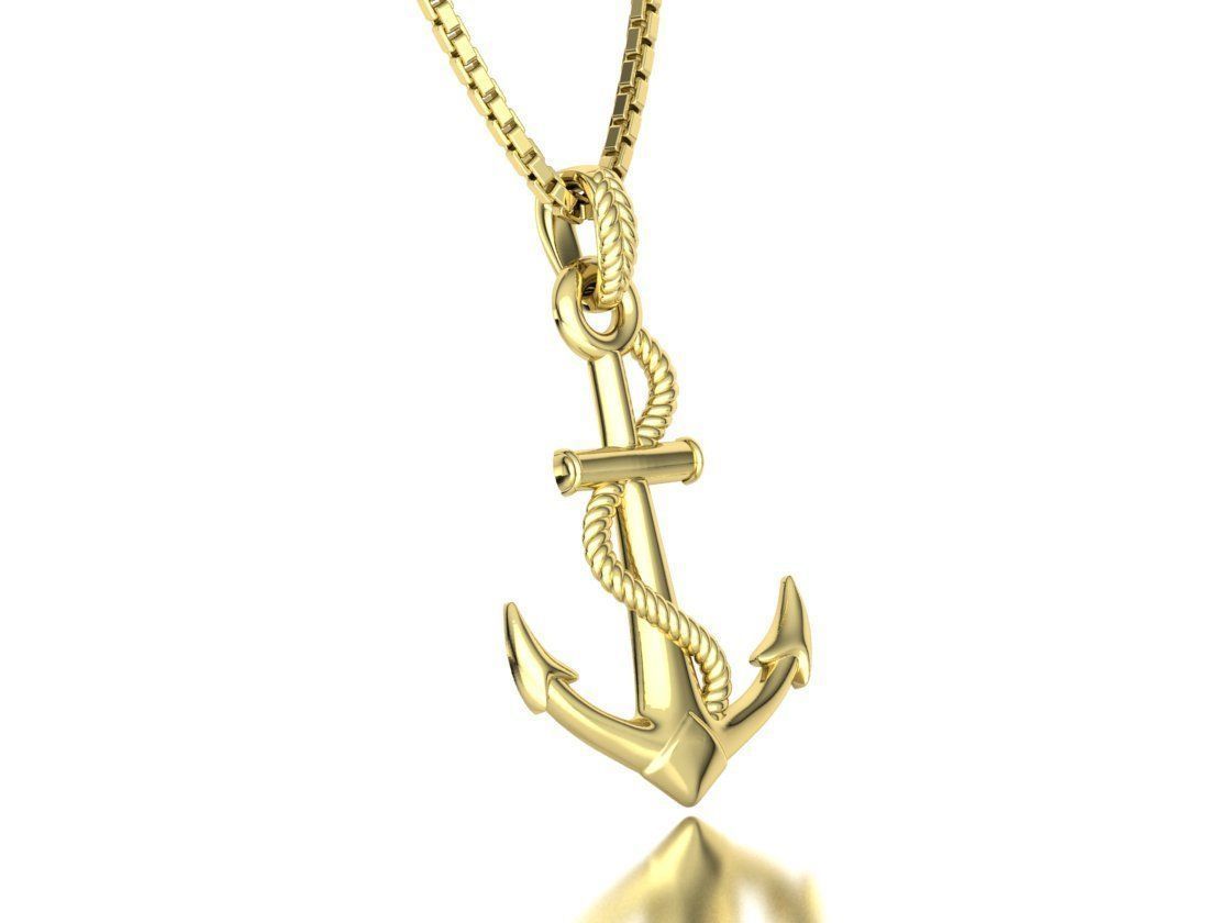Anchor 39mm Pendant Necklace 3Dmodel 3D print model_6
