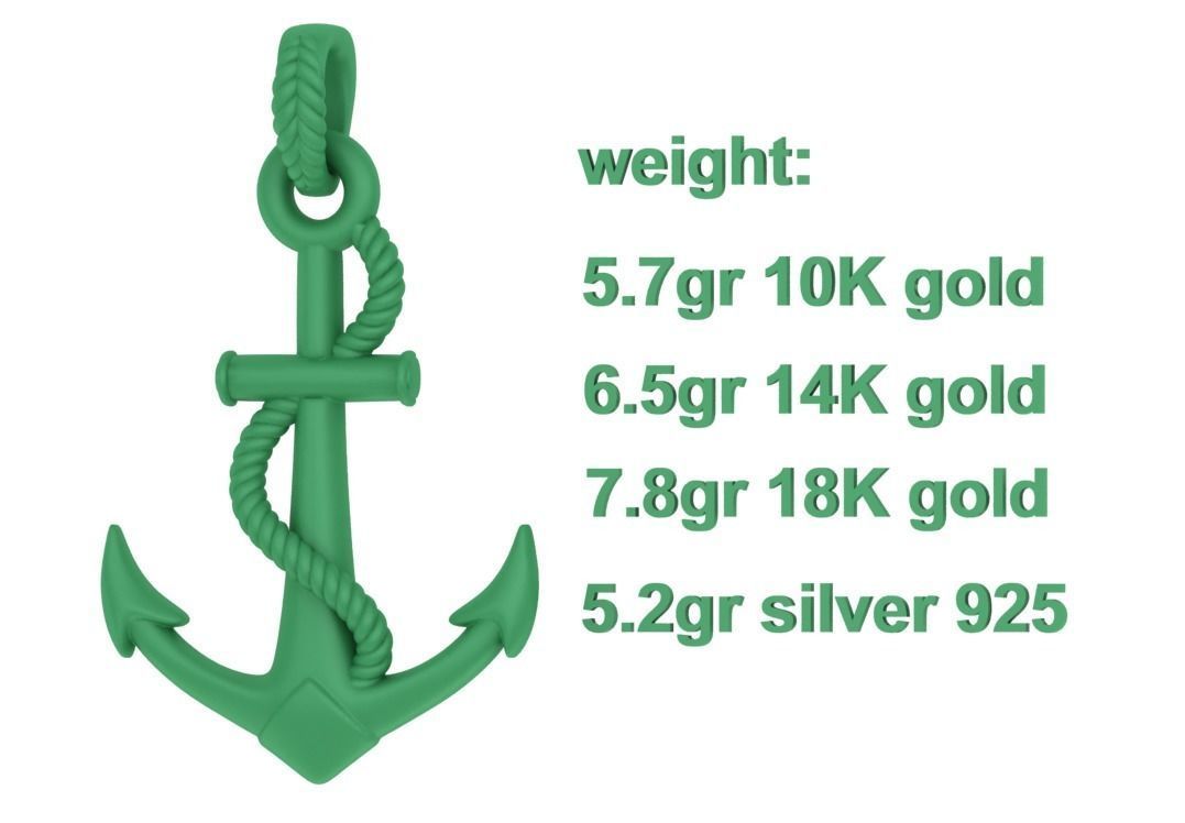 Anchor 39mm Pendant Necklace 3Dmodel 3D print model_11