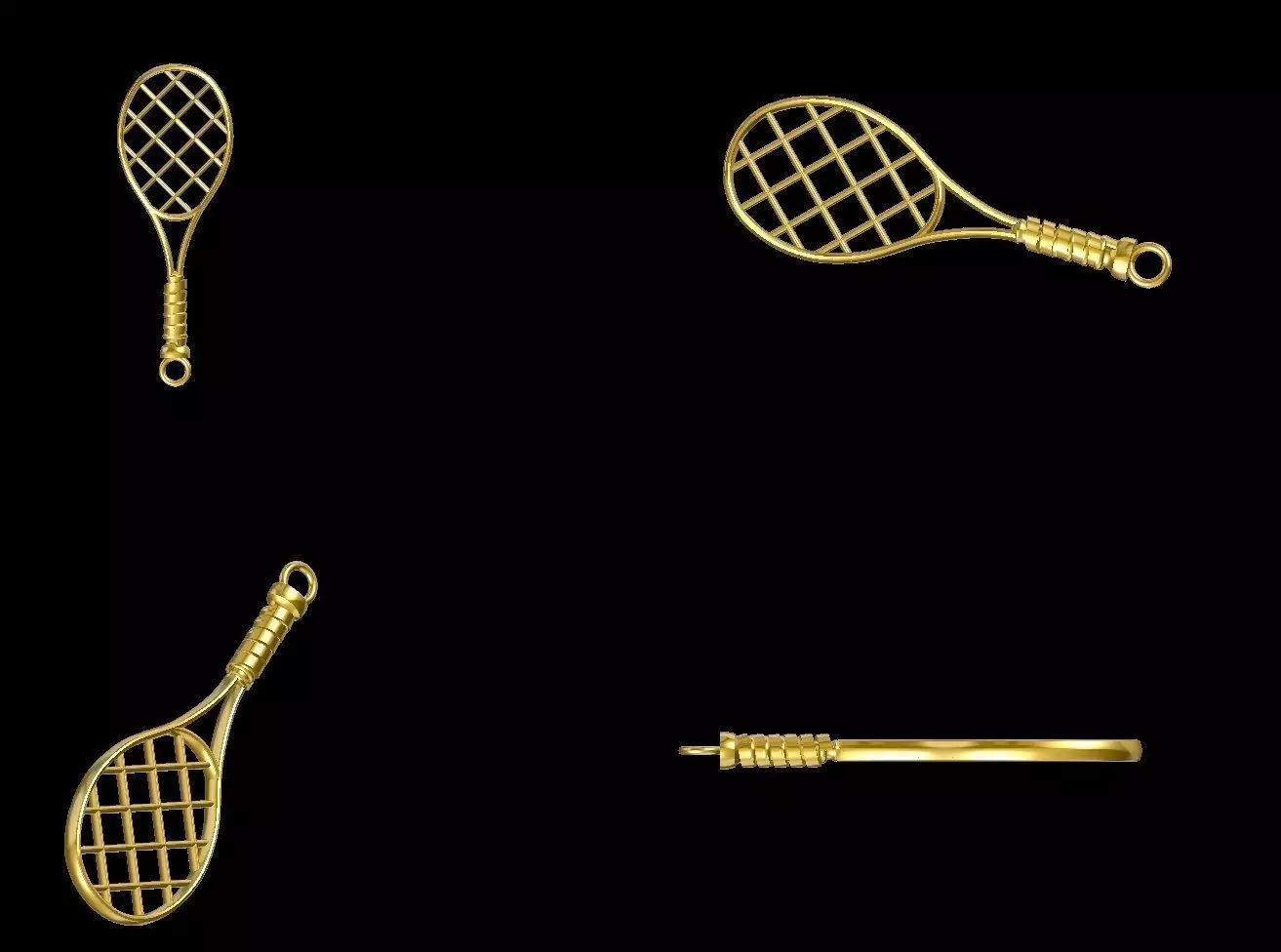 Tennis racquet pendant 3D print model_0