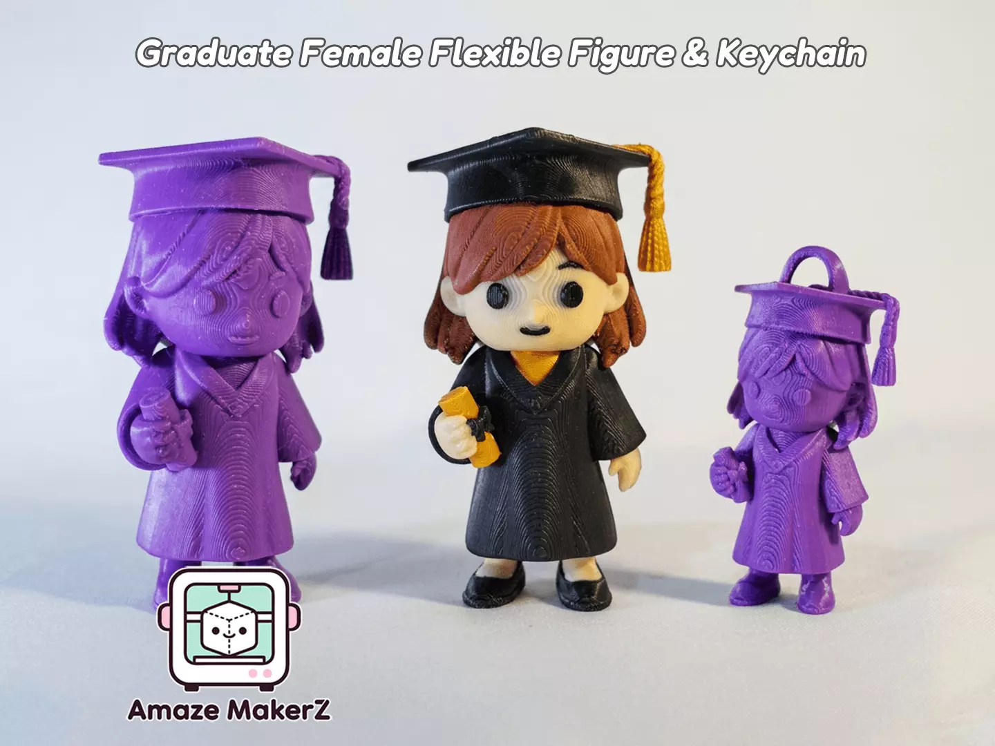Graduate Female Flexi and Keychain - Multicolor 3D Printing 3MF 3D print model