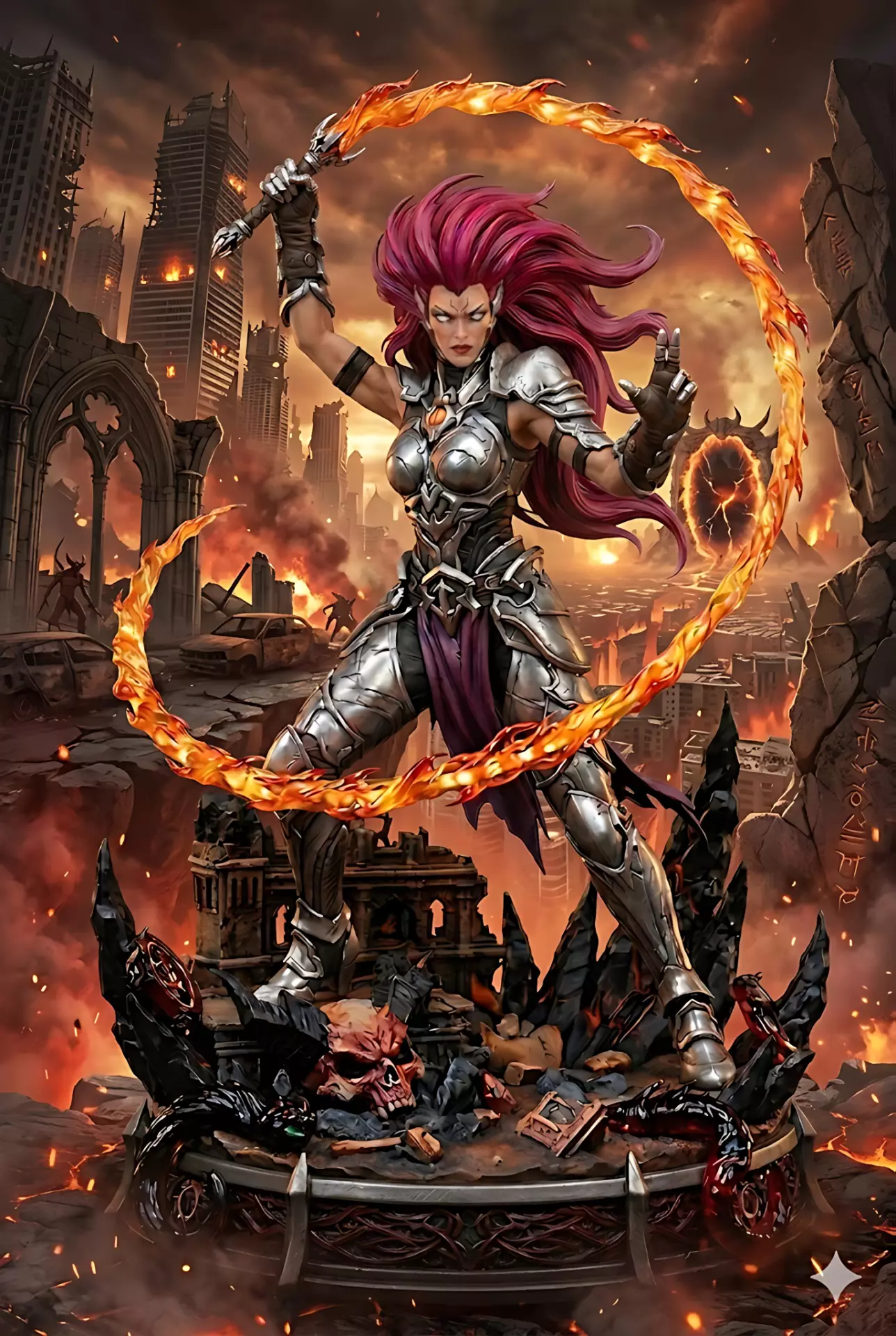 Infernal Flame Fury 100mm STL Printable Statue Figure 3D 3D print model