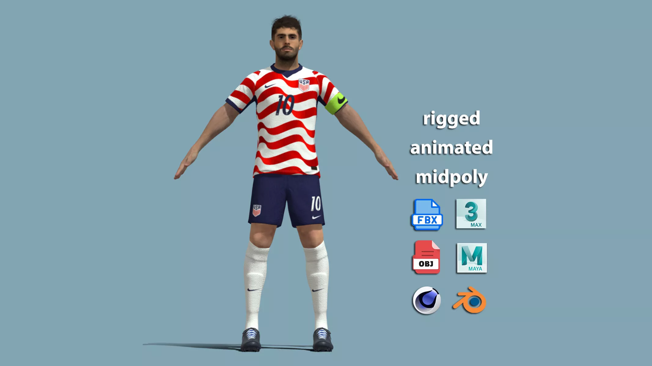 A-Pose Rigged Christian Pulisic Worldcup 2026 3D model