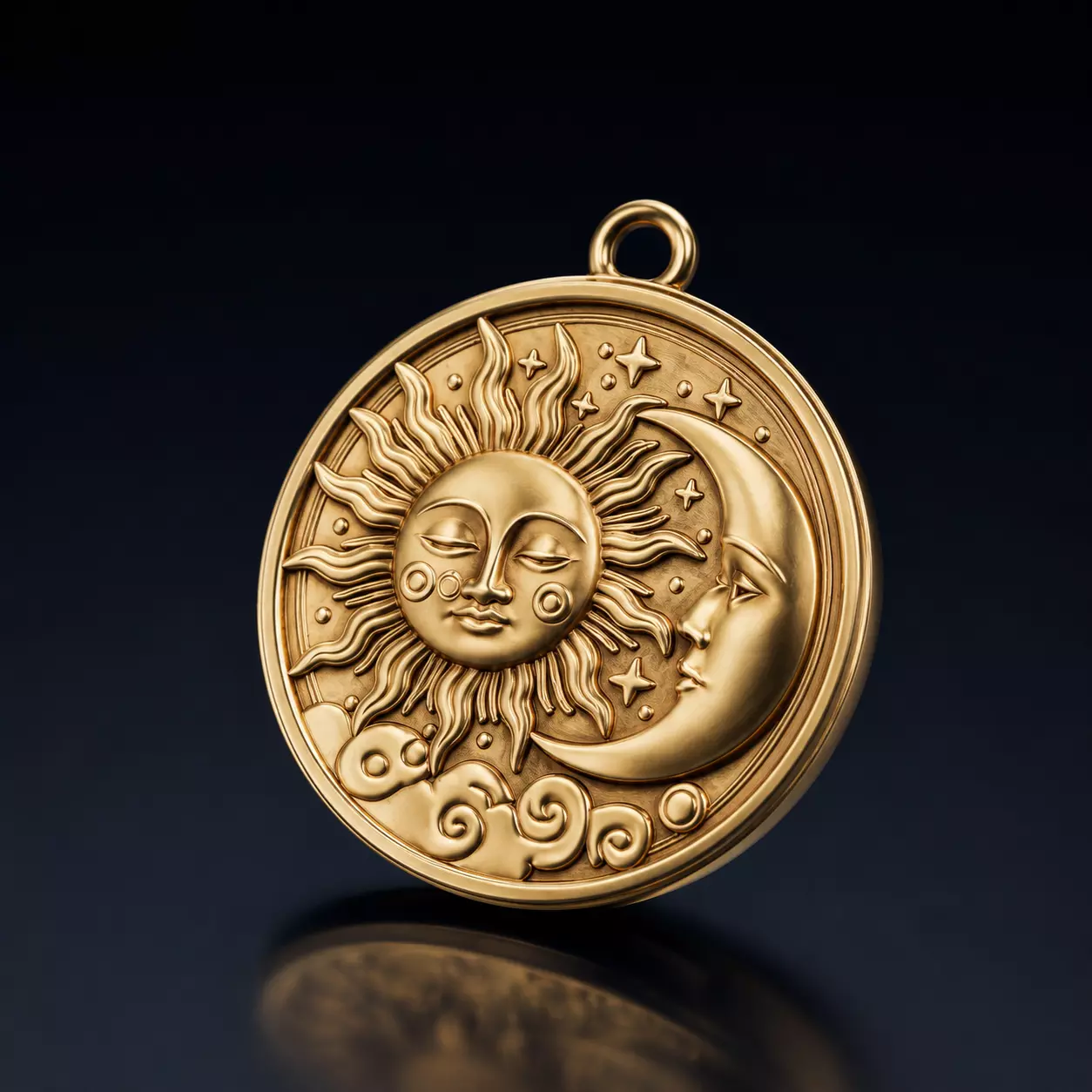 Celestial Sun and Moon Pendant Mystic Medallion Jewelry 3D print model