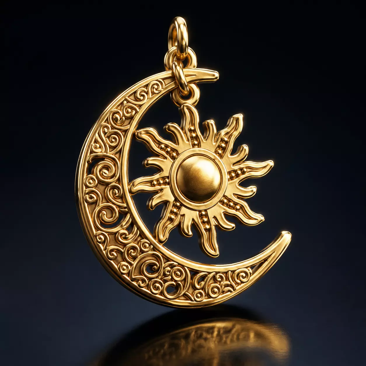 Celestial Crescent Sun Pendant 3D print model