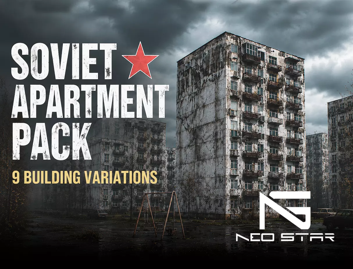 Post-Soviet Buildings Low-poly 3D model