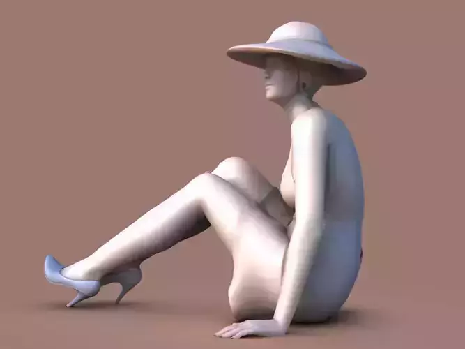 Lady with Hat 3D print model