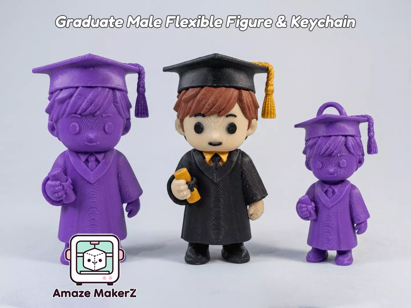Graduate Male Flexi and Keychain - Multicolor 3D Printing 3MF Free 3D print model