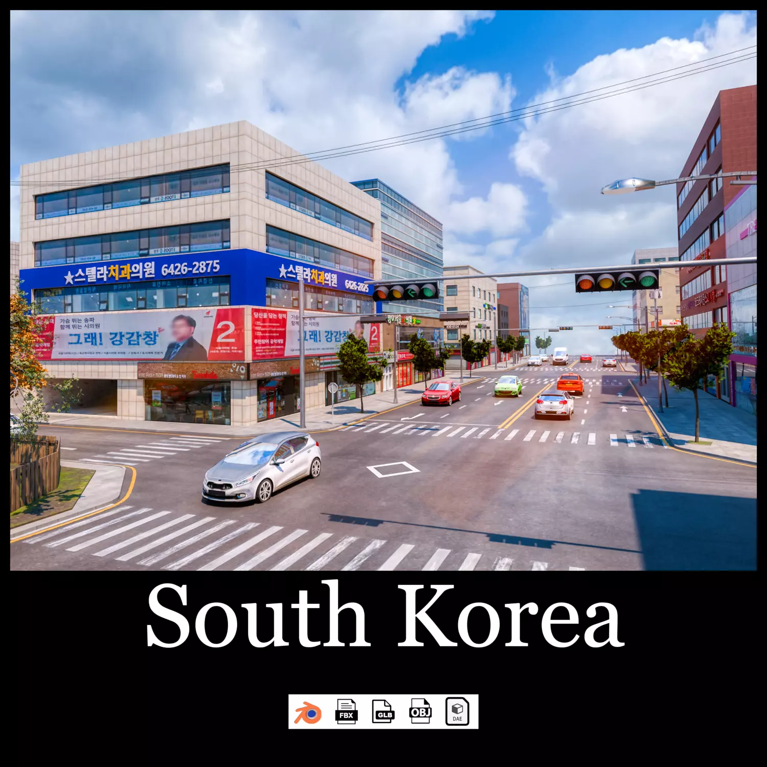 Seoul South Korea- Korean City Day Version - Game Ready 3D model