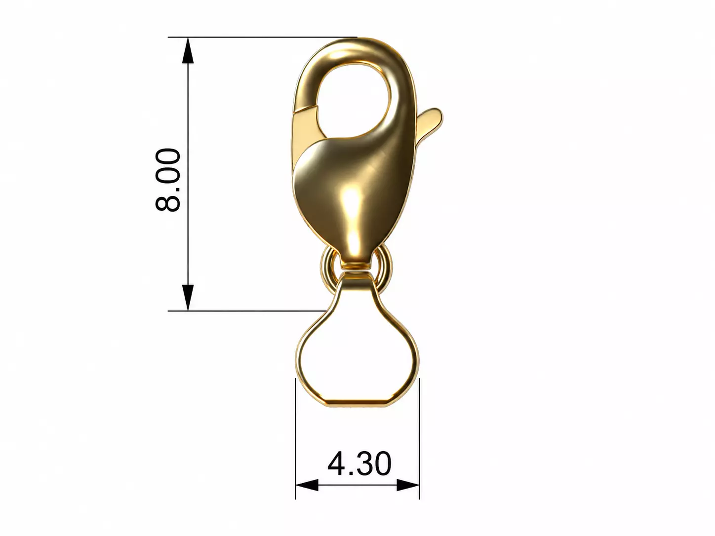 Lobster Clasp 8 mm Professional Jewelry CAD Model 3D print model