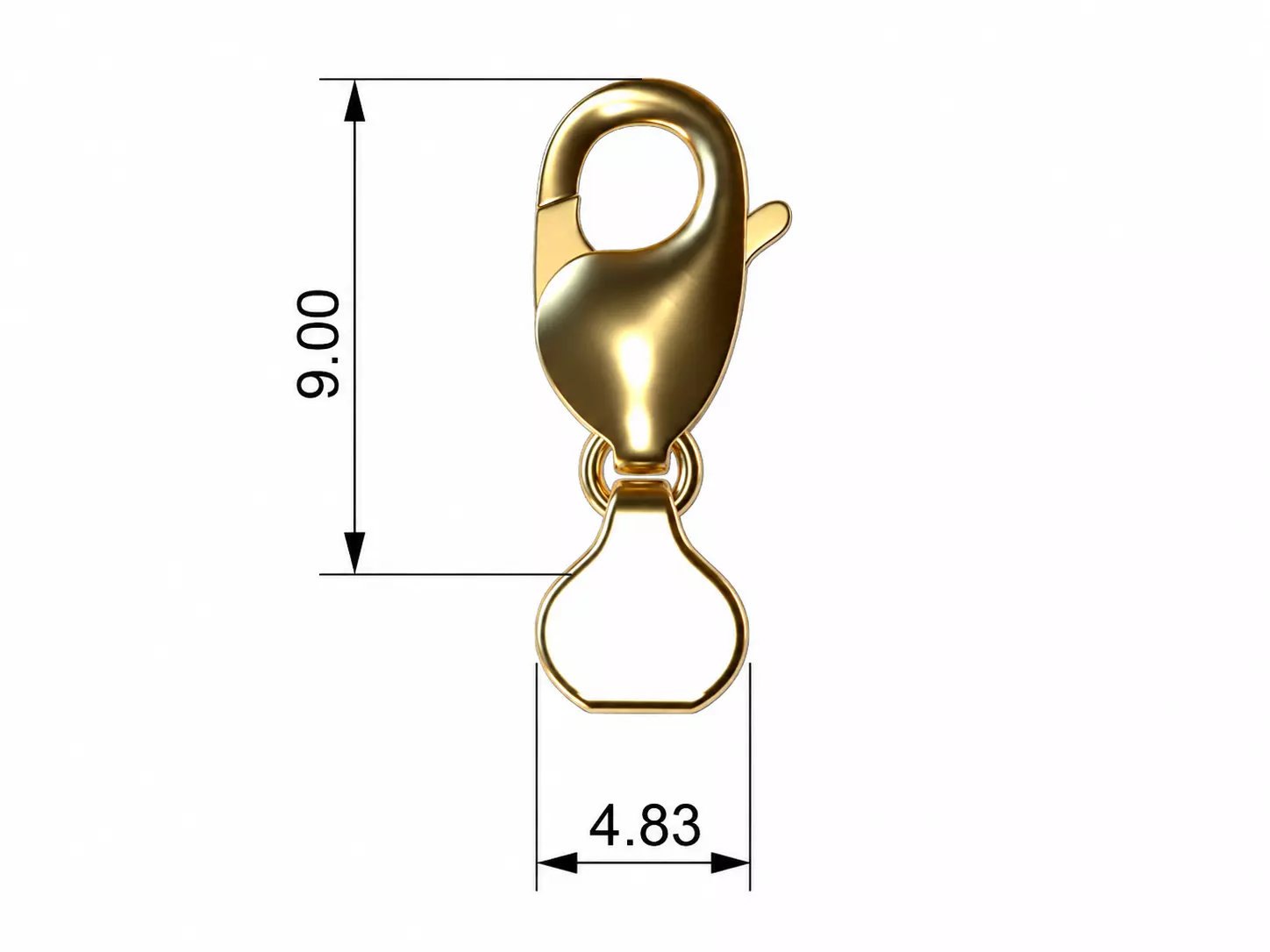 Lobster Clasp 9 mm Professional Jewelry CAD Model 3D print model