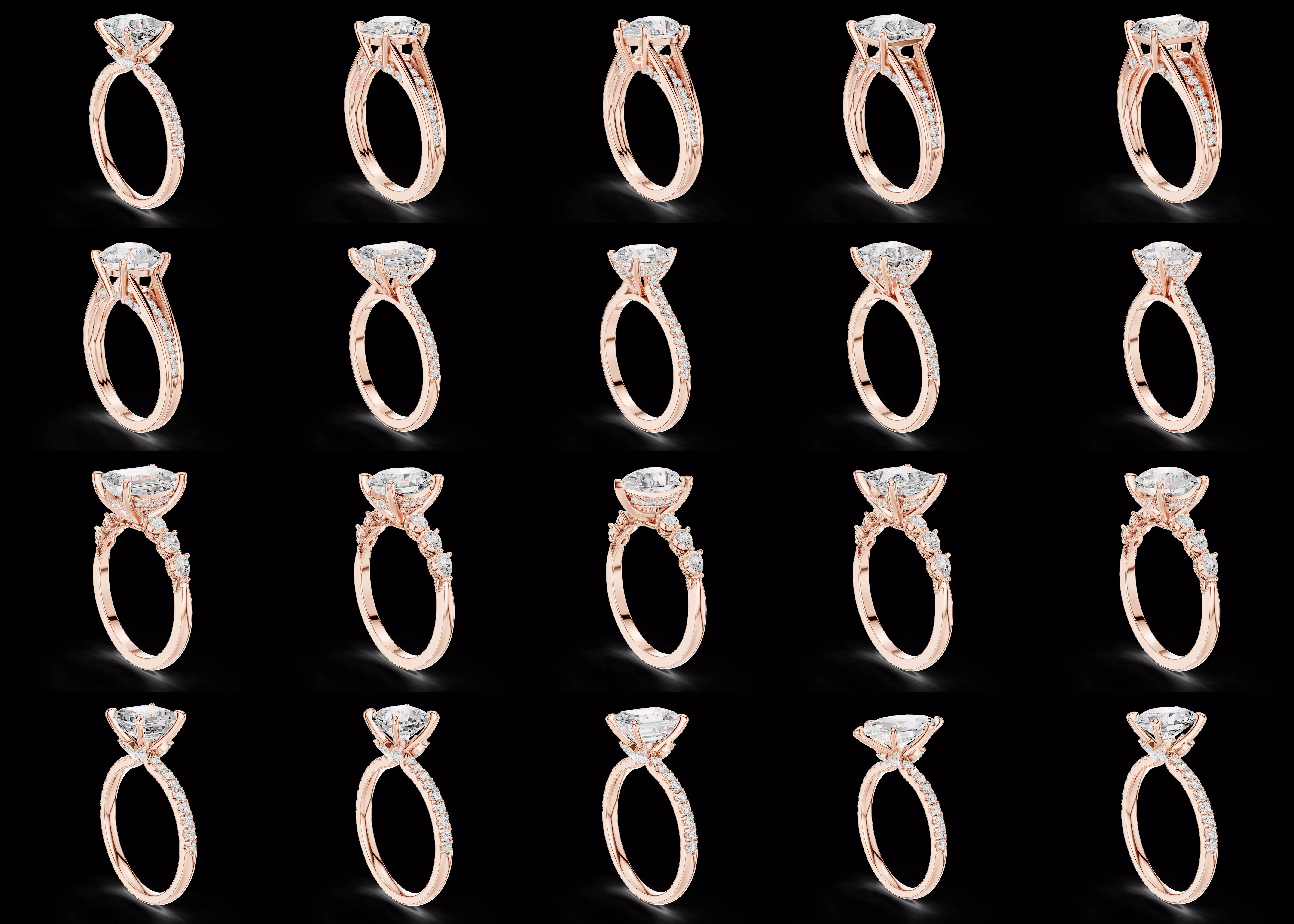 20 Pear Cut Ring CAD Pack STL 3DM Bridal Jewelry Bundle 3D print model