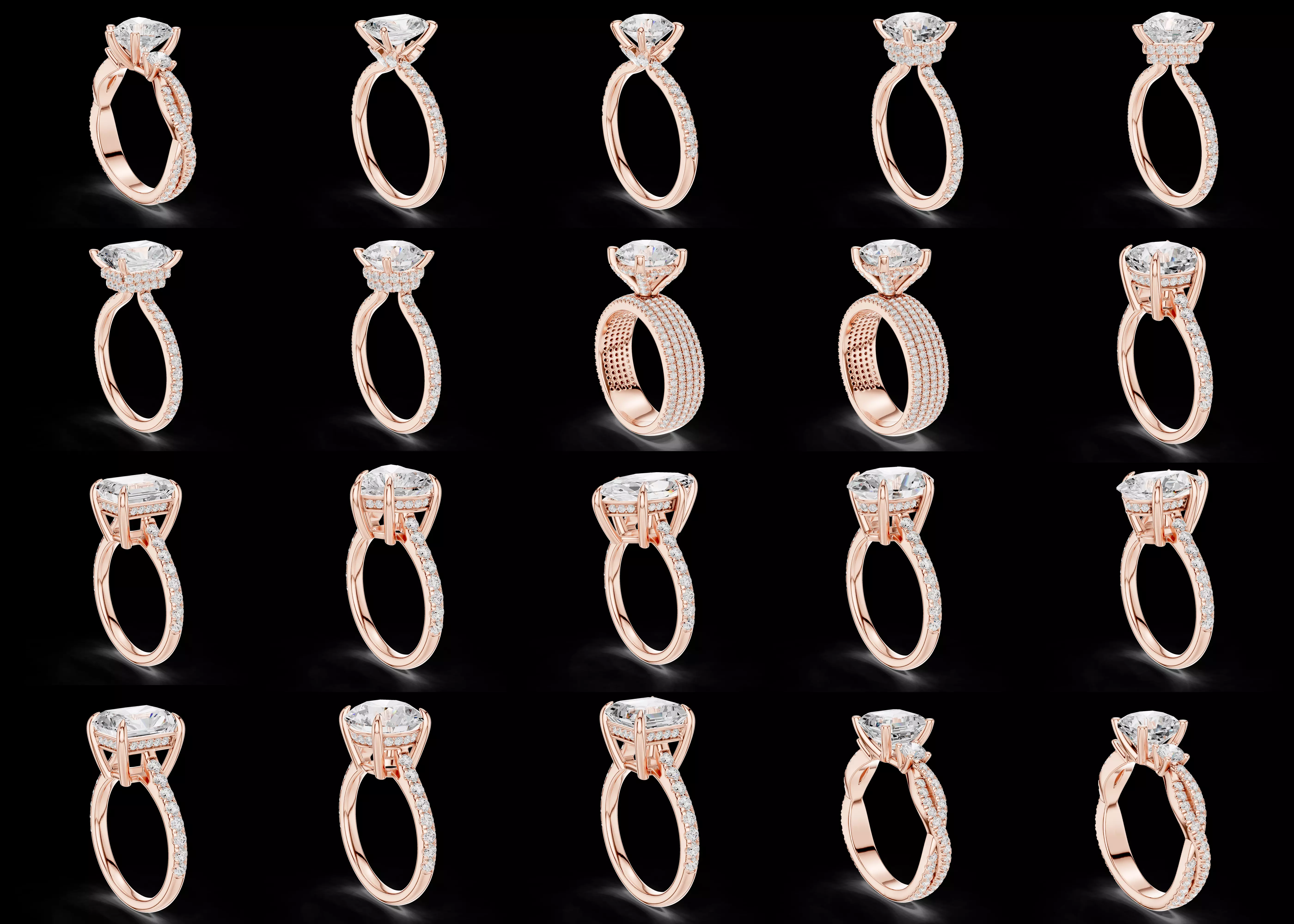 20 Oval Cut Engagement Ring CAD STL 3DM Combo Pack Bundle 3D print model