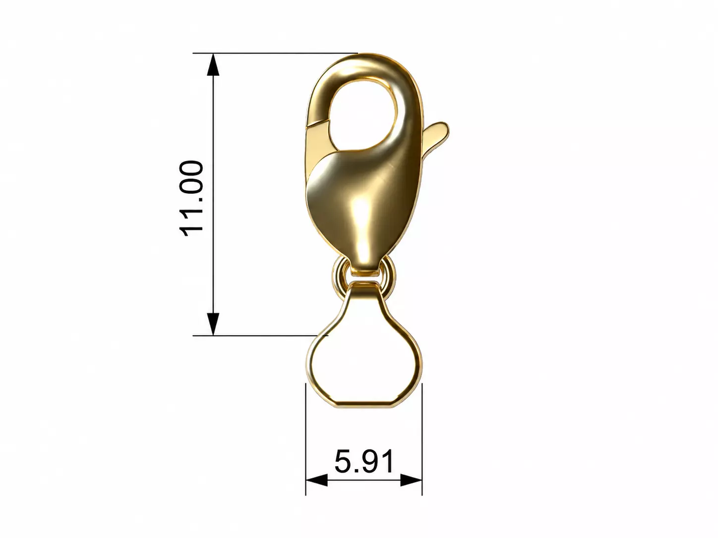 Lobster Clasp 11 mm Professional Jewelry CAD Model 3D print model