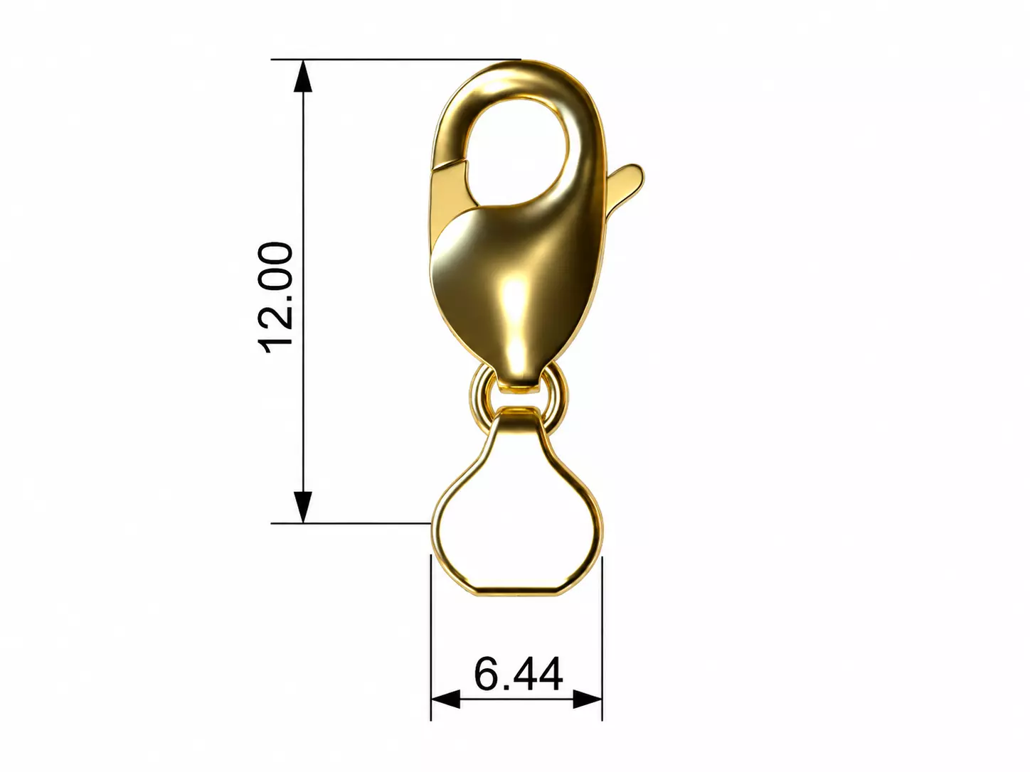 Lobster Clasp 12 mm Professional Jewelry CAD Model 3D print model