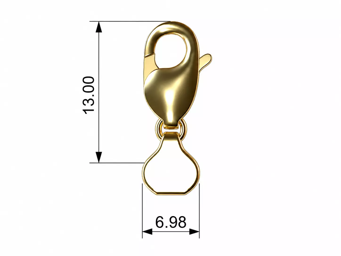 Lobster Clasp 13 mm Professional Jewelry CAD Model 3D print model