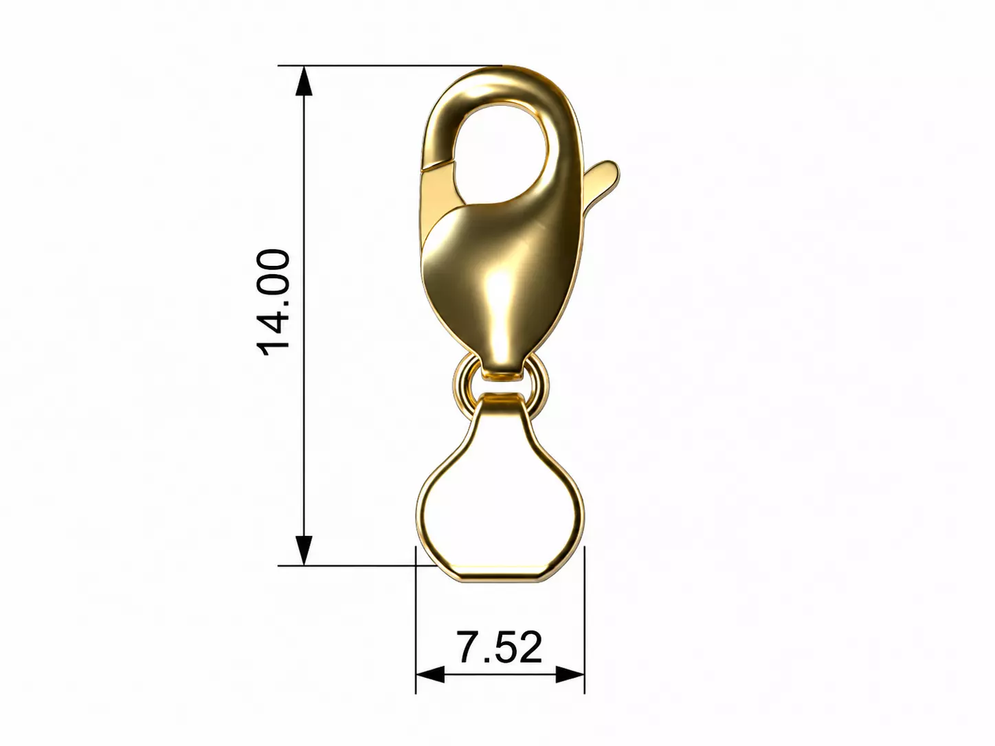 Lobster Clasp 14 mm Professional Jewelry CAD Model 3D print model