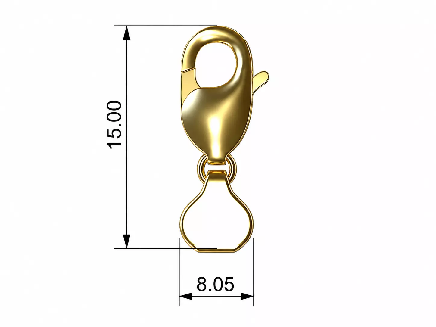 Lobster Clasp 15 mm Professional Jewelry CAD Model 3D print model