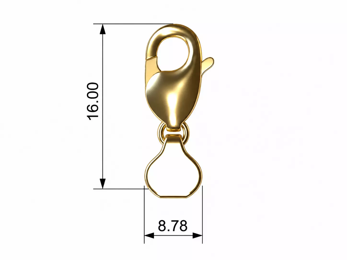 Lobster Clasp 16 mm Professional Jewelry CAD Model 3D print model