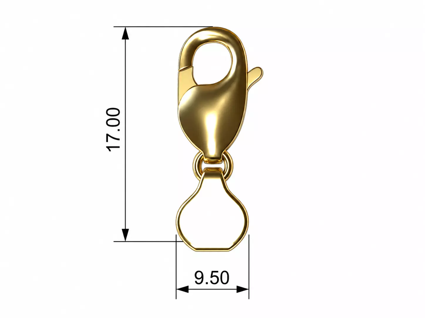 Lobster Clasp 17 mm Professional Jewelry CAD Model 3D print model
