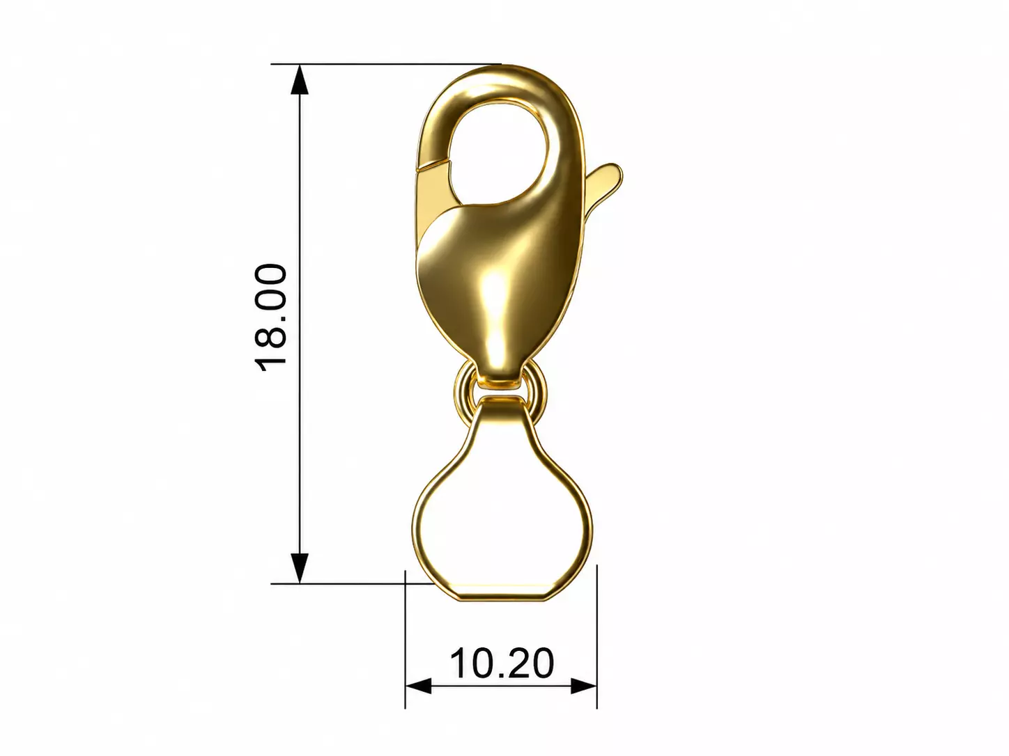 Lobster Clasp 18 mm Professional Jewelry CAD Model 3D print model