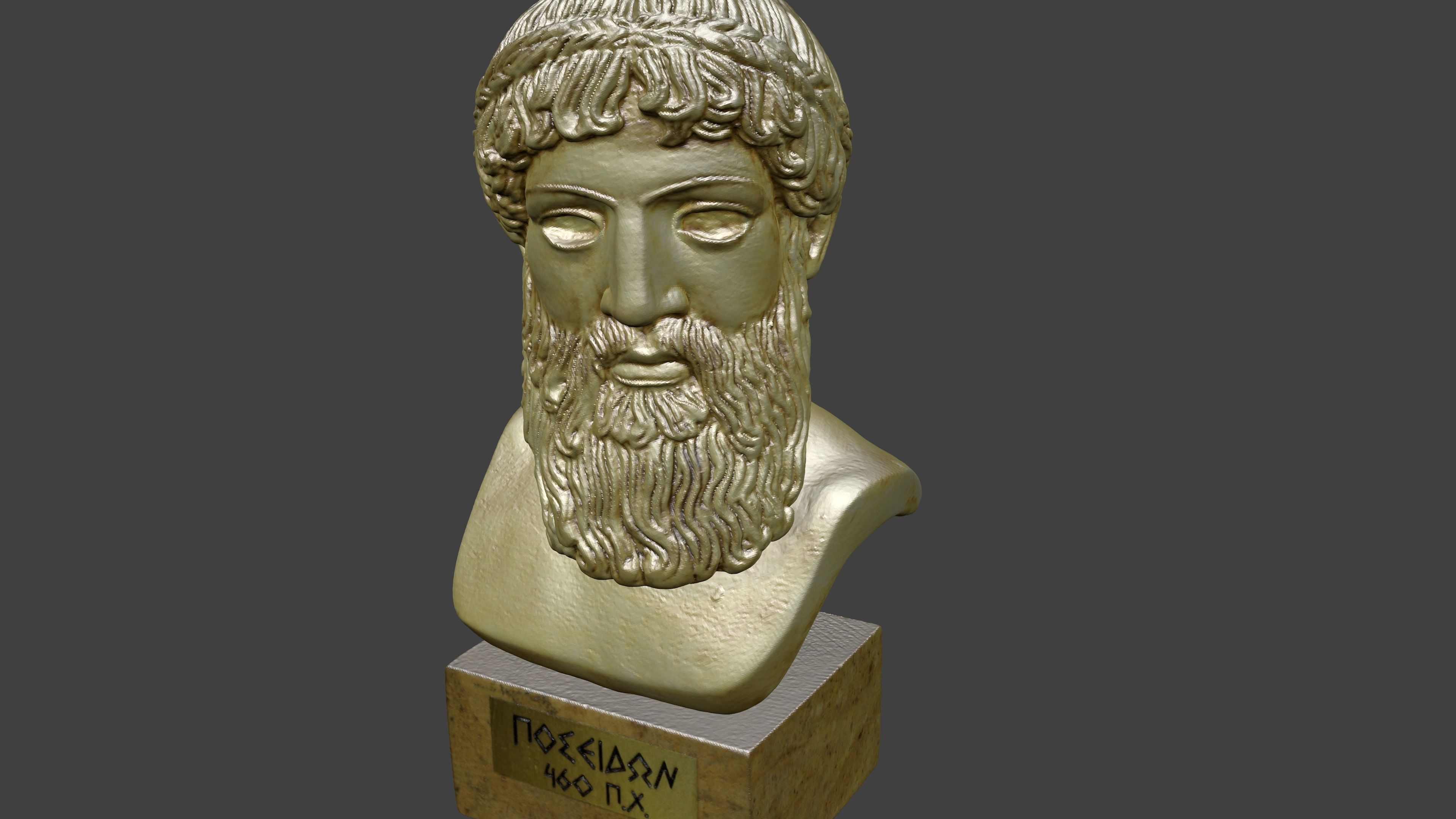 Bust Poseidon Low-poly 3D model_2