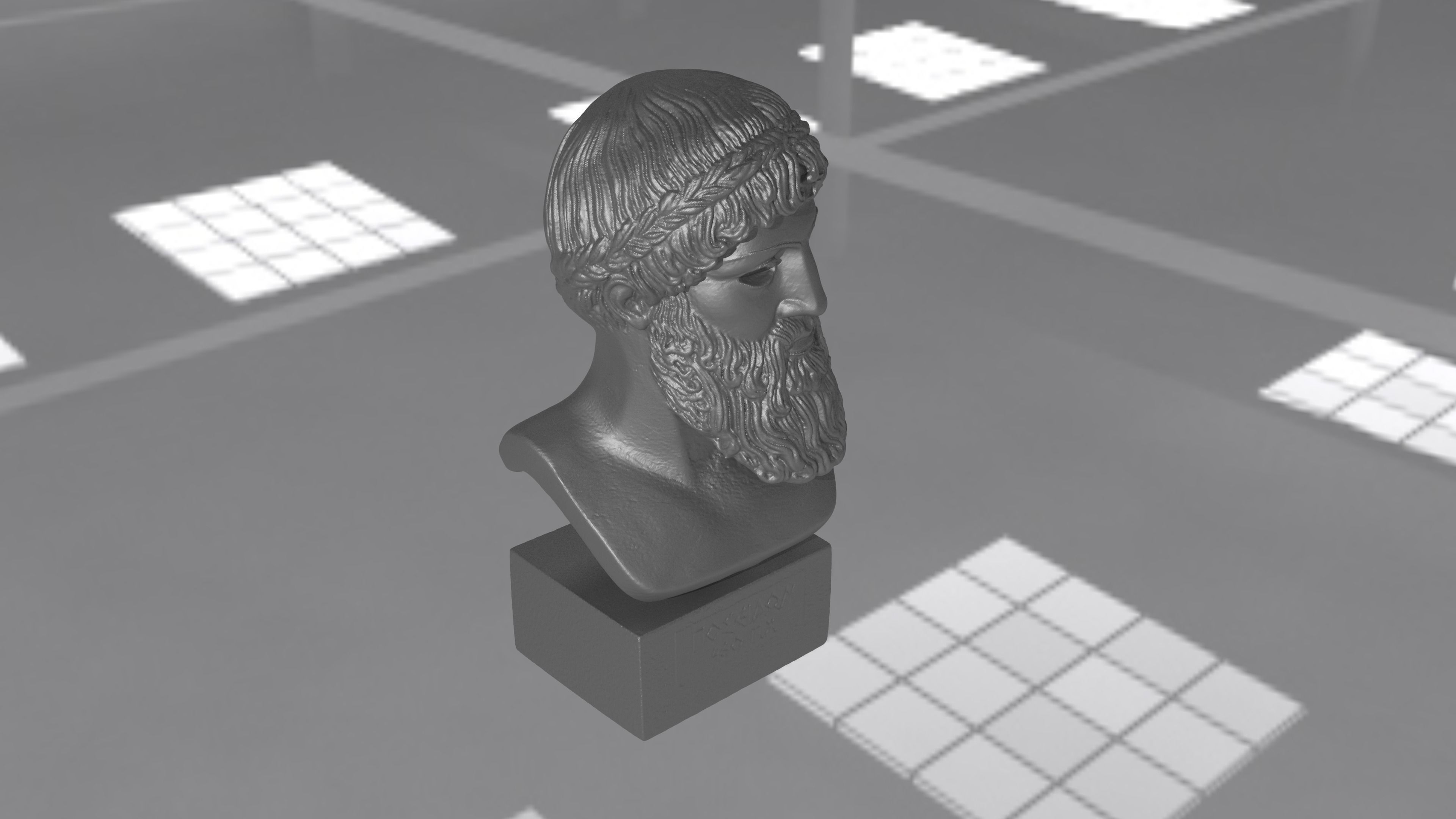 Bust Poseidon Low-poly 3D model_9