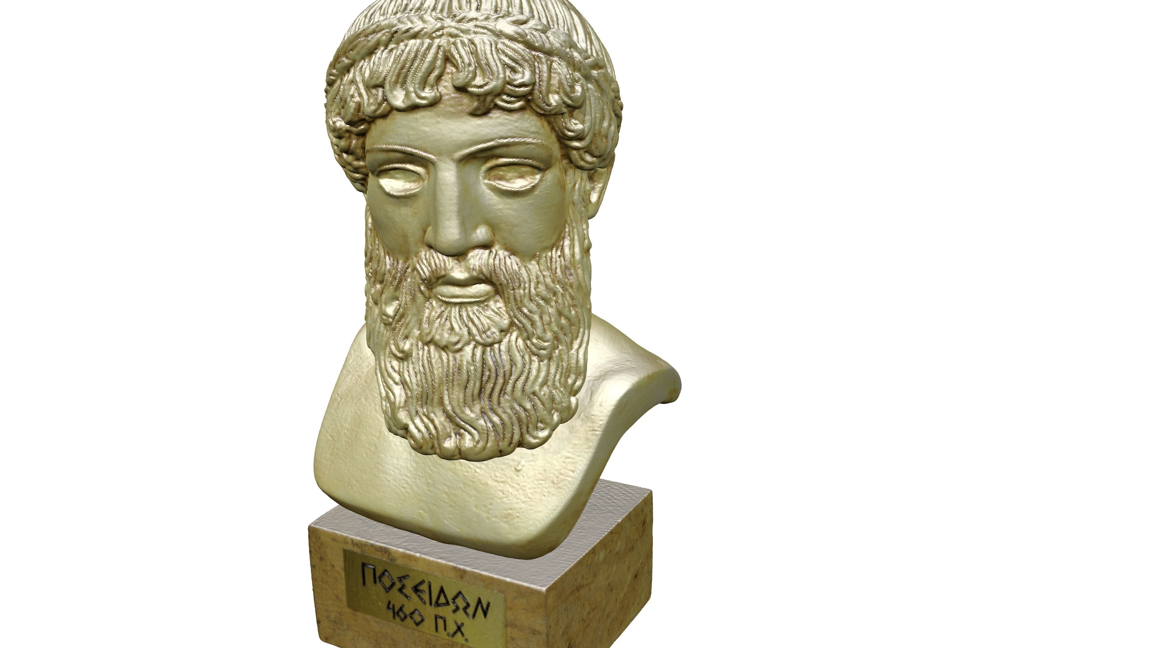 Bust Poseidon Low-poly 3D model_0