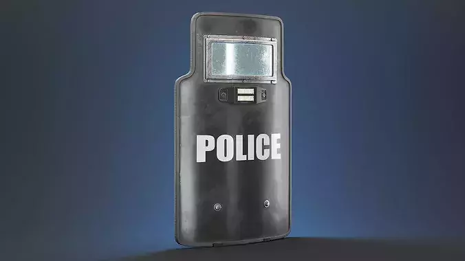 Police Tactical Riot Shield Low Poly PBR