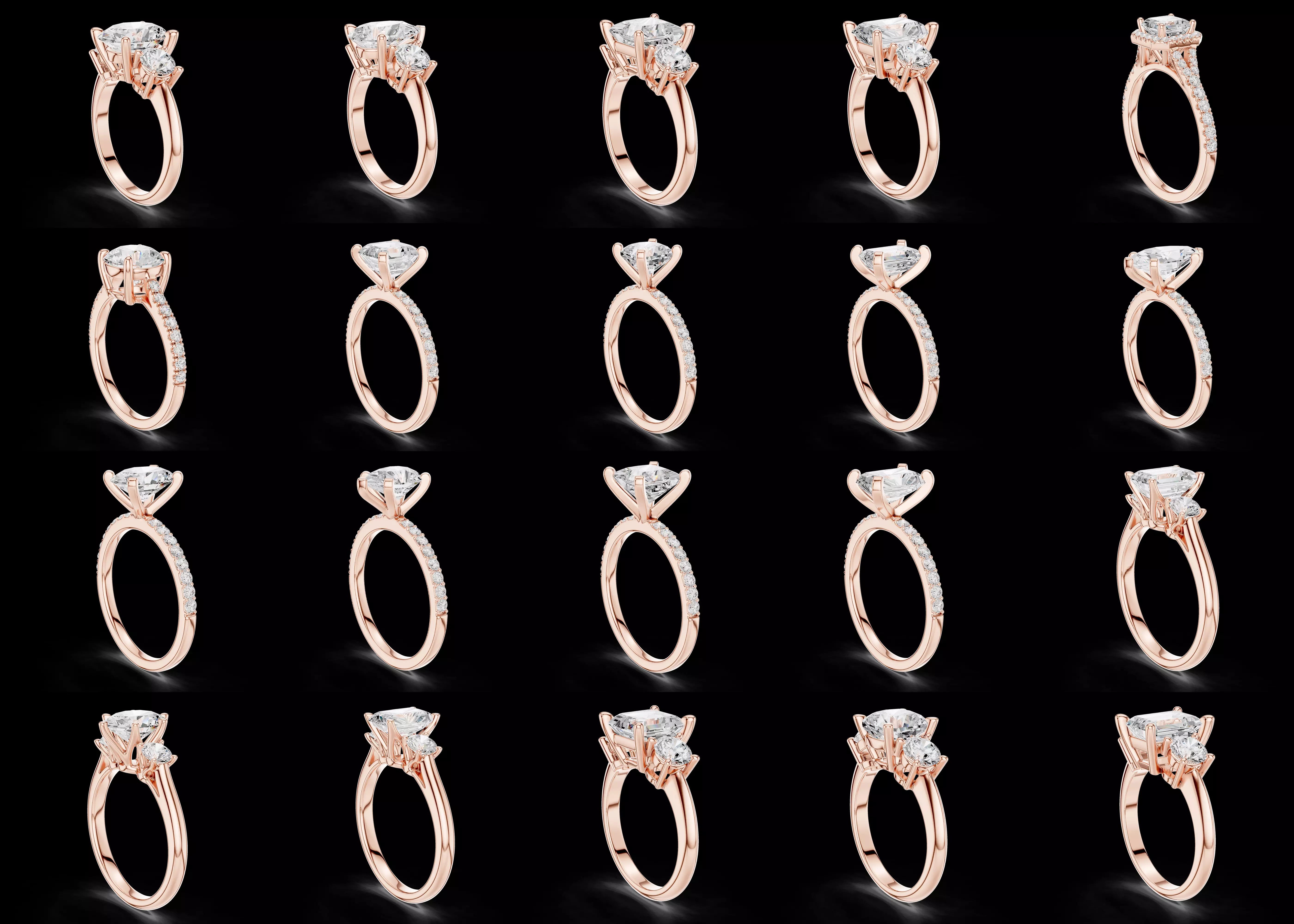 20 Pear Cut Engagement Ring CAD STL 3DM Jewelry Bundle 3D print model