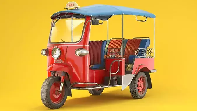 Tuk Tuk Taxi Low Poly PBR