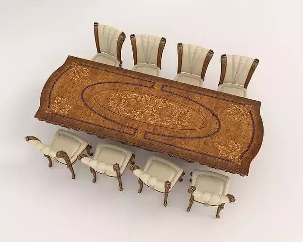 Grand Palace Classical Dining Room Set 3D model 7