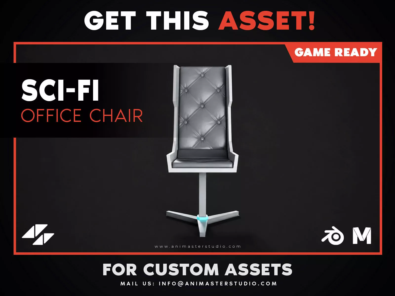 Sci-Fi Office Chair Low-poly 3D model