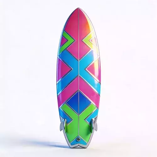 Stylized 3D Tropical Gradient Surfboard Model