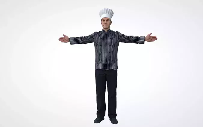 3D model Chef Man in restaurant 04 poses VR / AR / low-poly | CGTrader