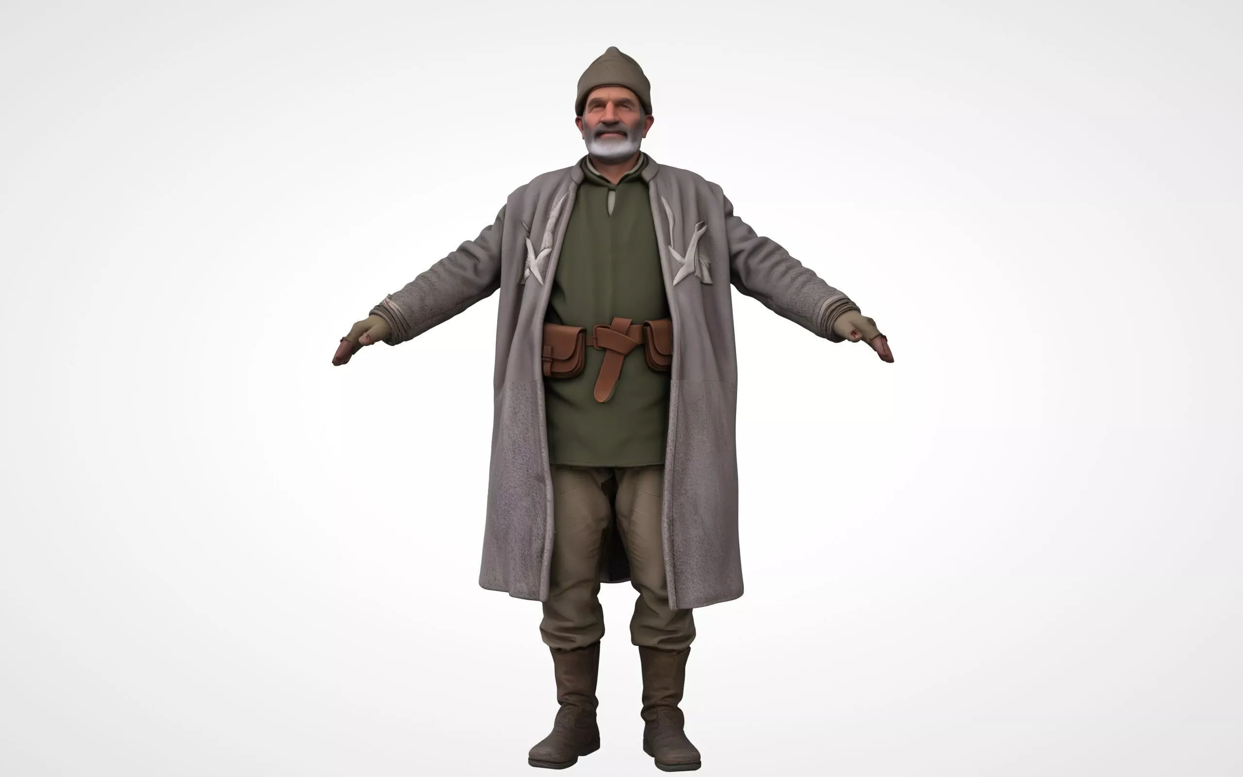 Shepherd T-pose 3D model Low-poly 3D model