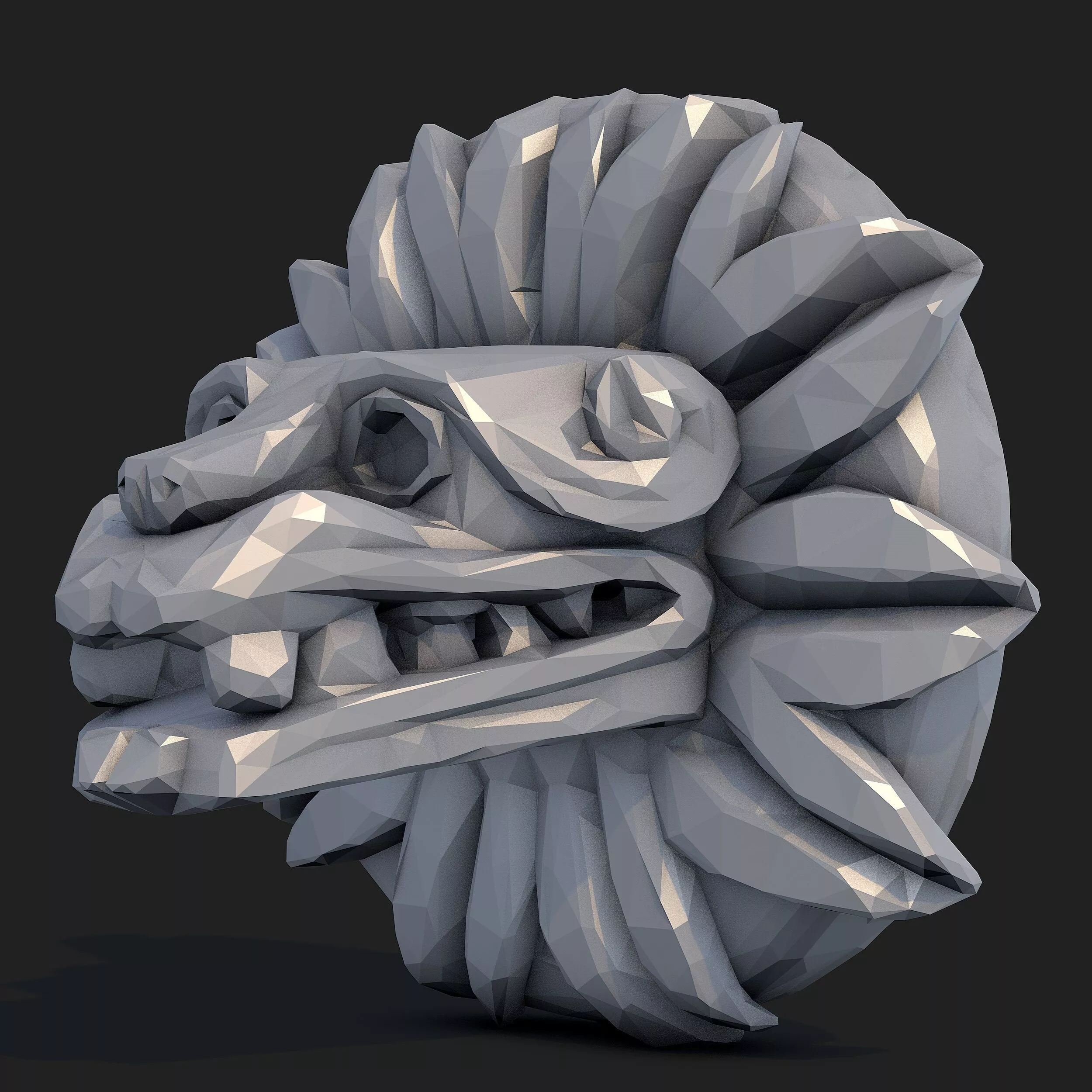 Quetzalcoatl Aztec Deity Low Poly Stylized 3D Model 3D print model