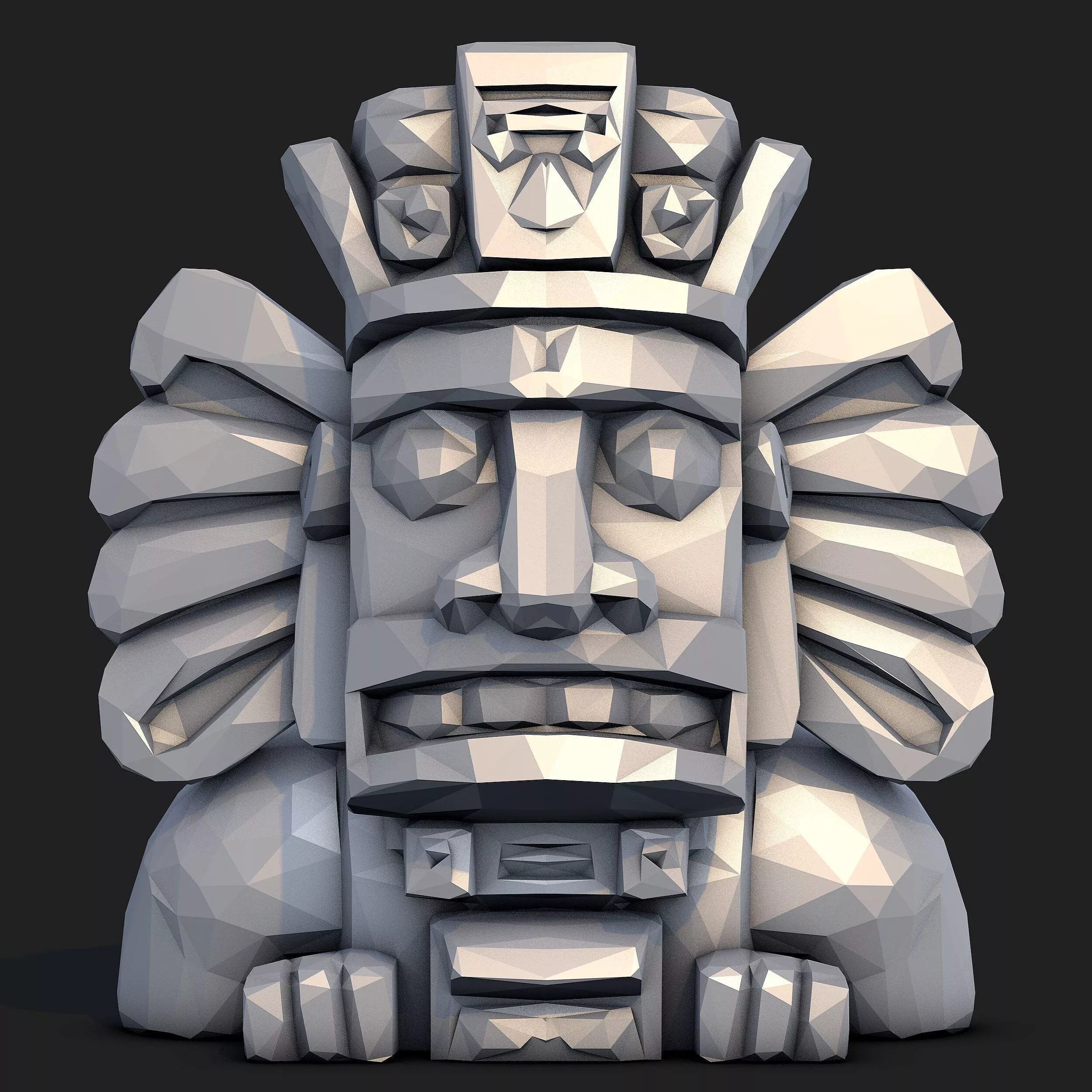 Mayan Inca Aztec Statue Low Poly Stylized 3D Model 3D print model