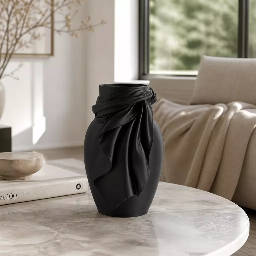 Draped Fabric Vase with Sculptural Fold Detail 3D print model