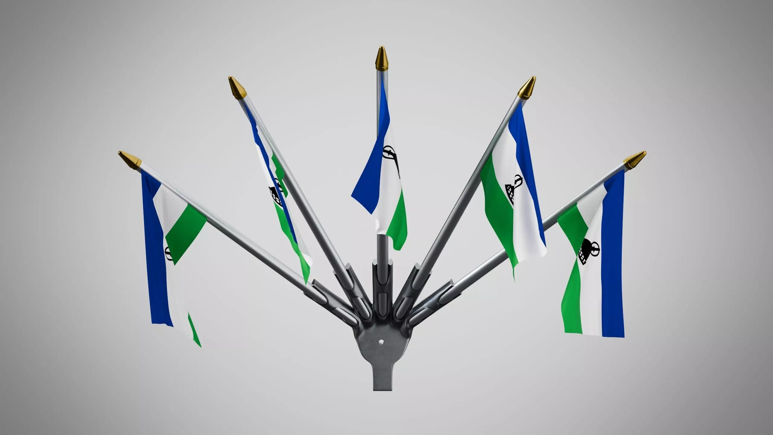 Wall Mount Flags 5 Of Lesotho Low-poly 3D model