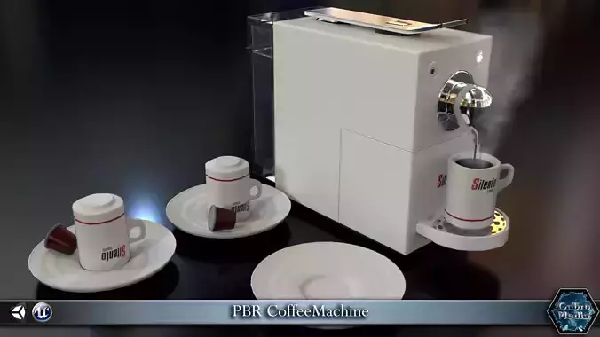 PBR CoffeeMachine coffee machine with cups and saucers